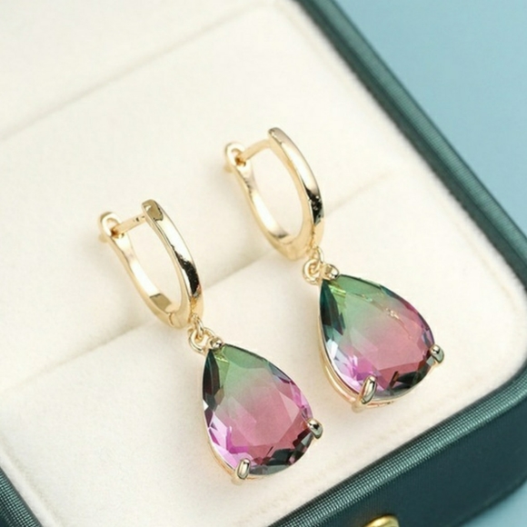 Jewelry - 🎀14k Tourmaline Tear Drop Dangle Earrings